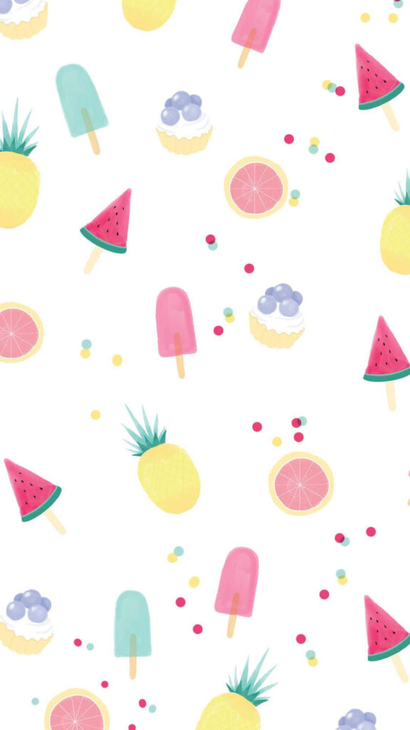 Colorful Food Pattern Wallpaper: Playful iPhone Background Design