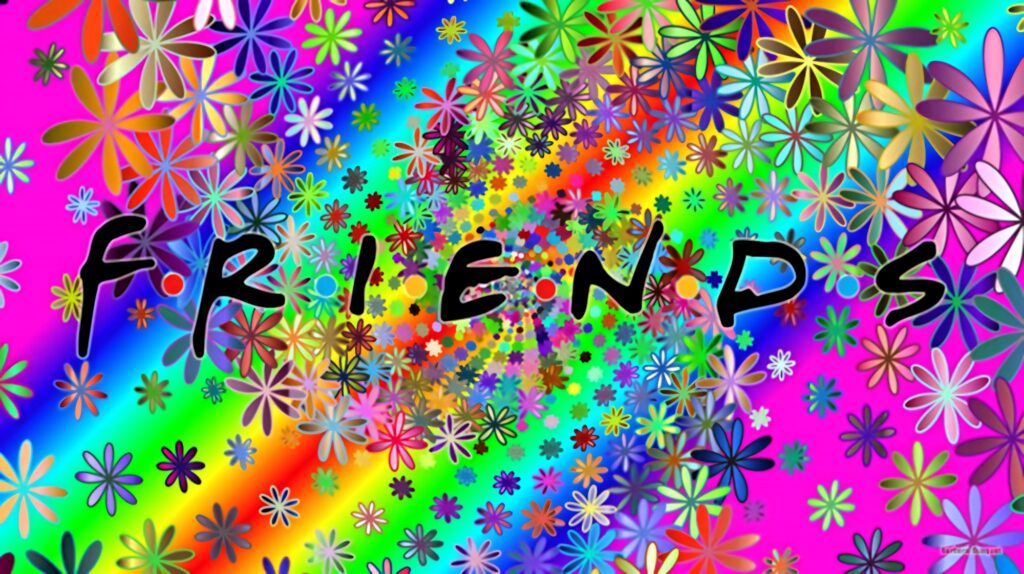 Vibrant Friends Logo Wallpaper with Colorful Floral Design