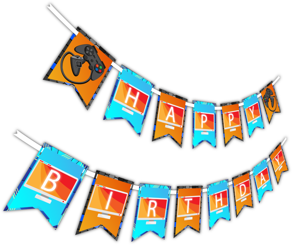 Colorful Gamer Happy Birthday Banner Wallpaper for Enthusiasts