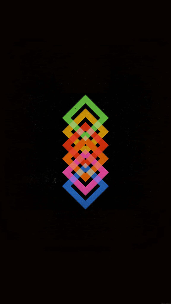 Minimalist Black Background with Colorful Geometric Diamond Pattern Wallpaper