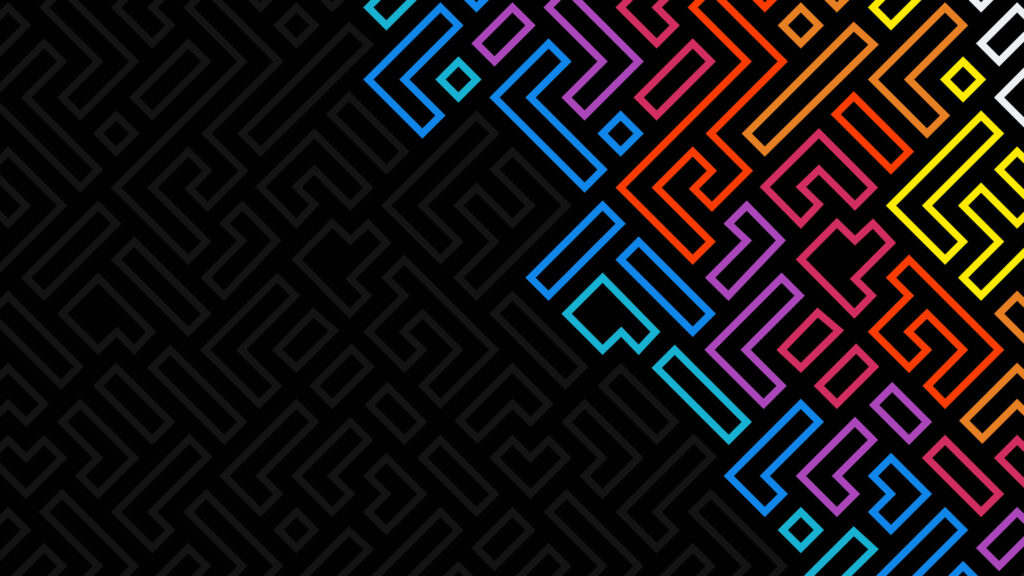 Vibrant Minimalist Wallpaper: Colorful Geometric Shapes on Black