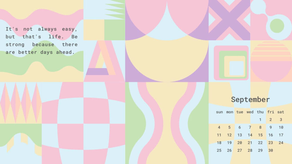 Colorful Geometric September Wallpaper with Motivational Quote