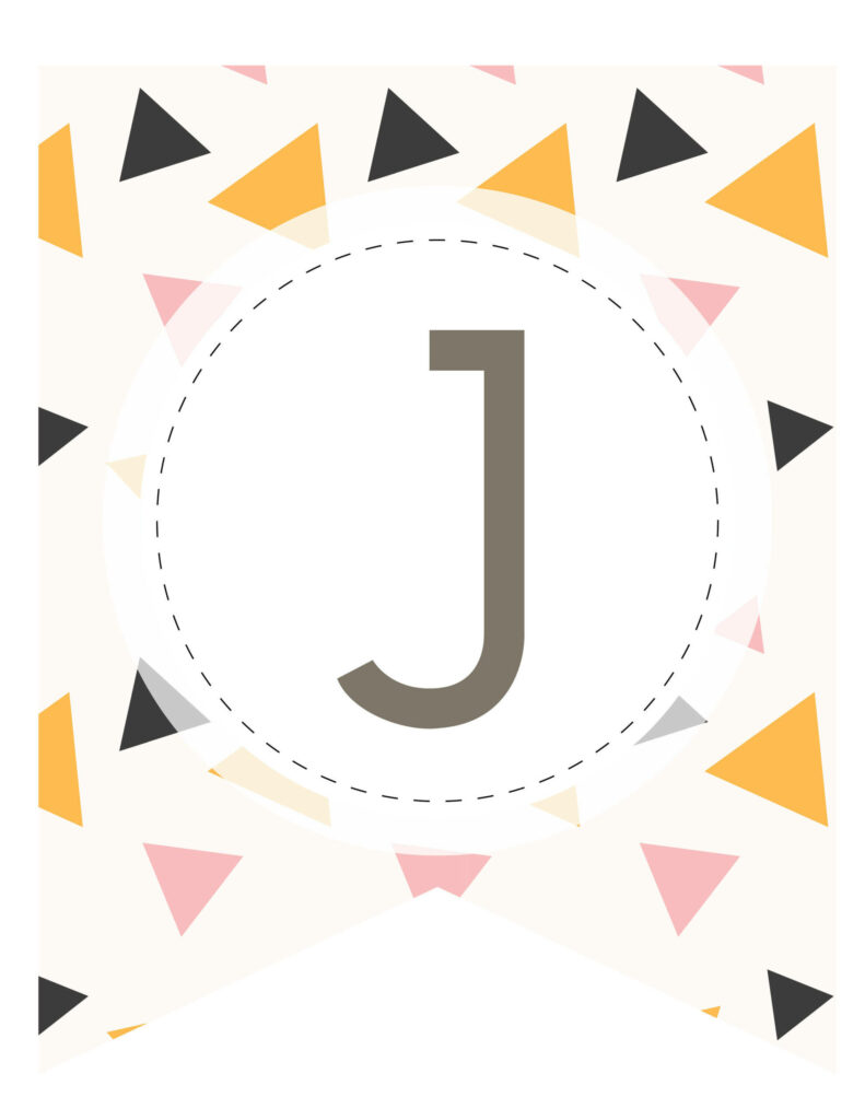 Playful Geometric Triangle Wallpaper with Bold Letter J