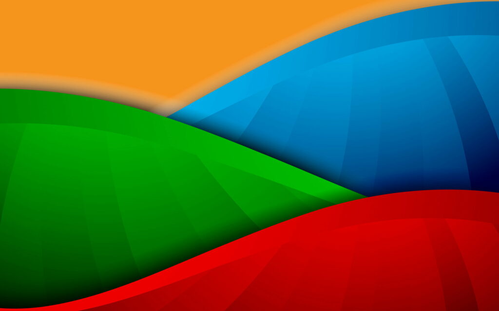 Colorful abstract waves wallpaper with vibrant orange blue green red geometric layers design