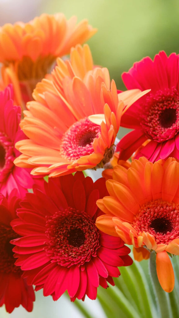 Vibrant Orange & Red Gerbera Daisies Wallpaper for iPhone Background