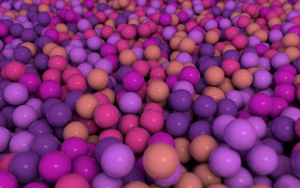 Colorful Glossy Balls Wallpaper - Vibrant Purple, Pink & Peach Background