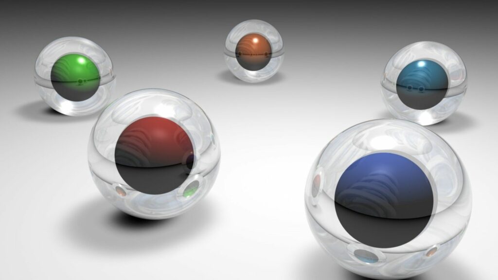 Vibrant Spheres on Gray: Colorful 1920x1080 Geometric Wallpaper