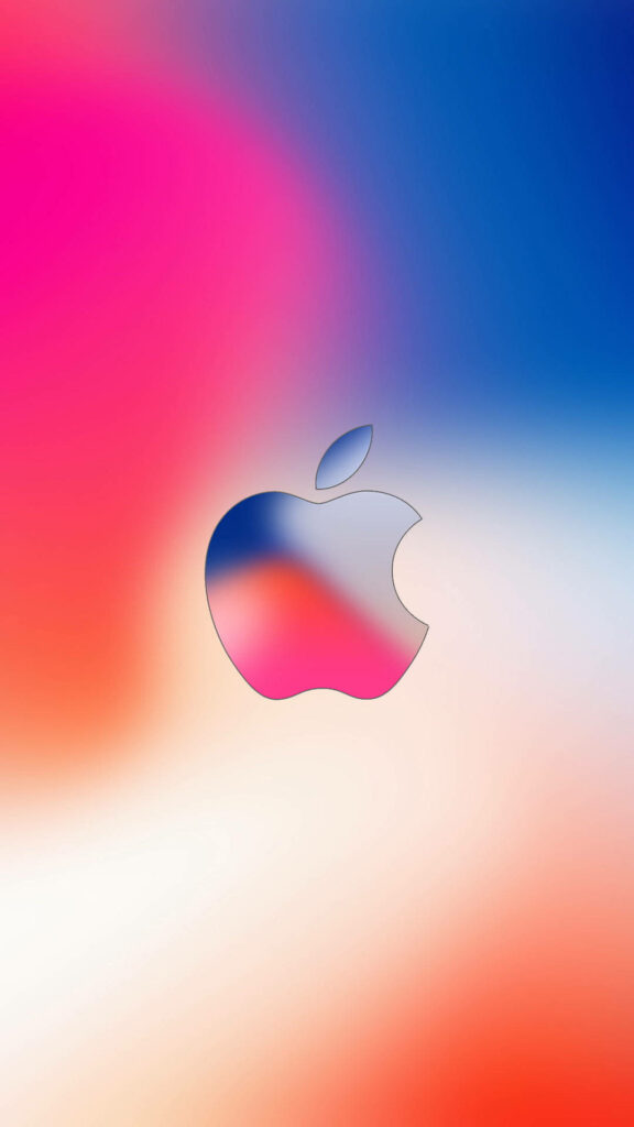Vibrant Gradient Blur Background, Showcasing an Impressive Full HD Apple Logo - Perfect for your Android Phone Wallpaper!