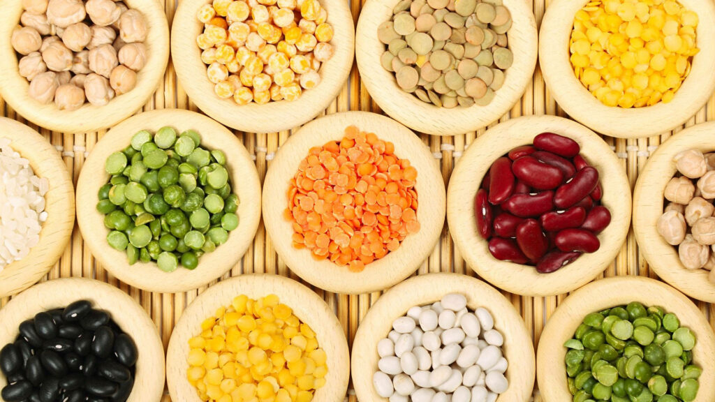 Colorful Wooden Containers Wallpaper: Lentils, Chickpeas & Beans
