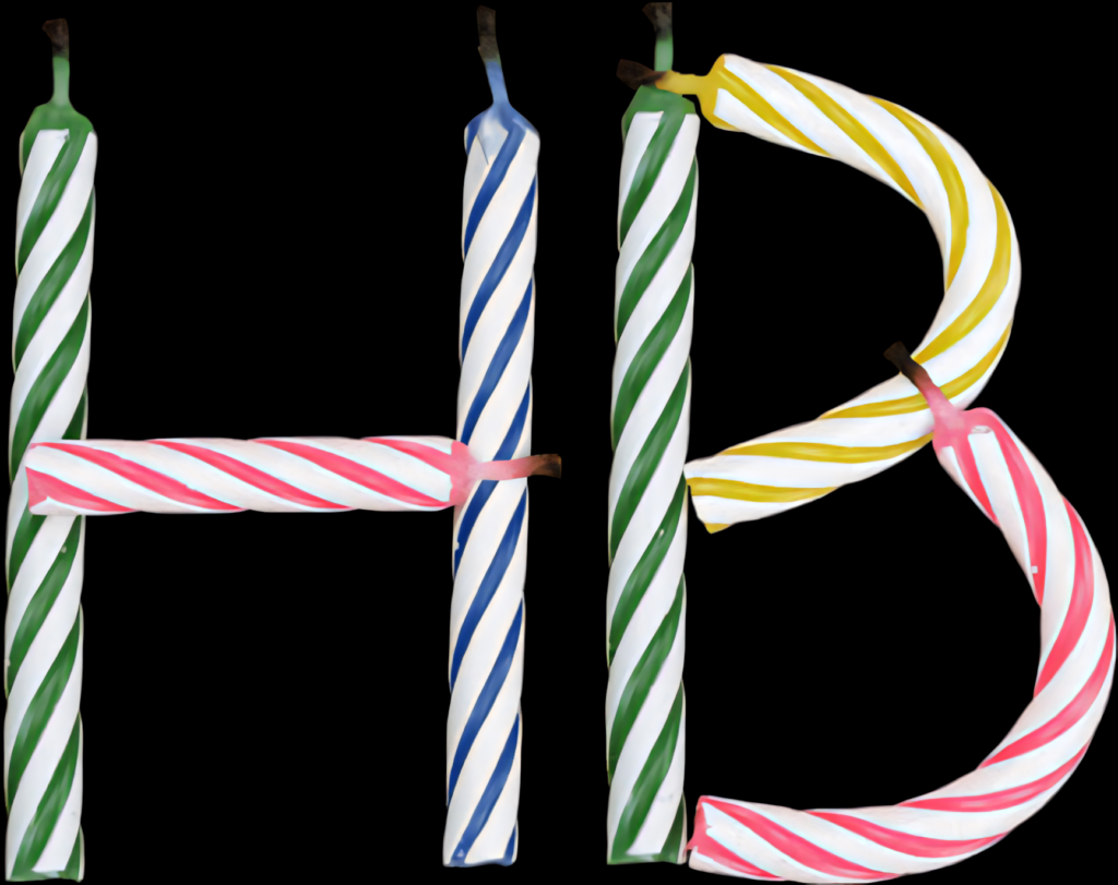 Colorful HB Birthday Candle Wallpaper on Transparent Background