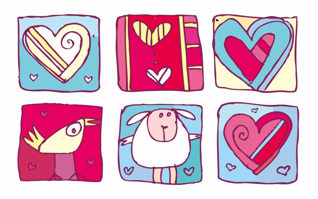 Colorful Hand-Drawn Valentine's Day Wallpaper: Hearts & Whimsical Art