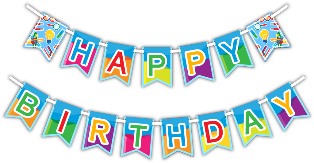 Vibrant Happy Birthday Banner with Colorful Triangular Flags Wallpaper