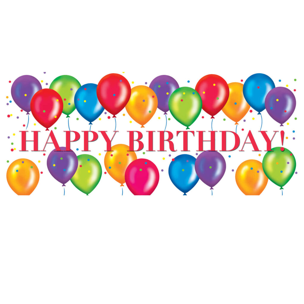 Vibrant Happy Birthday Banner with Colorful Balloons & Confetti Wallpaper