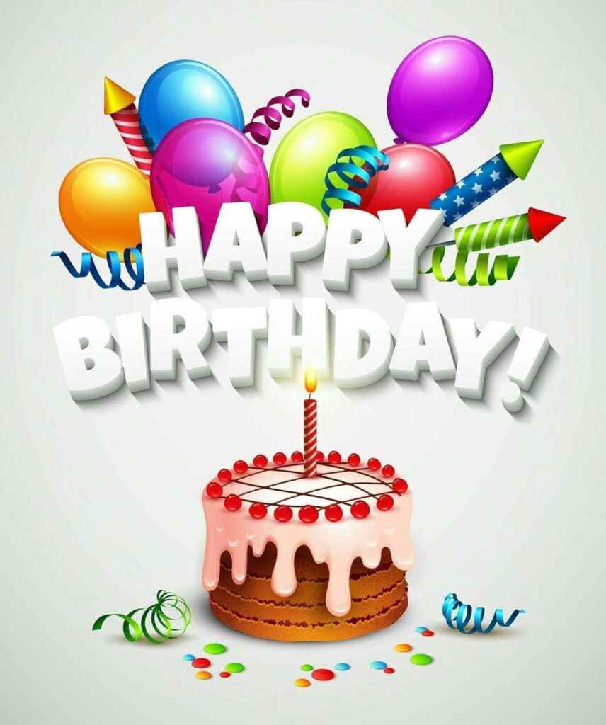 Festive Happy Birthday Wallpaper with Balloons & Cake Celebration