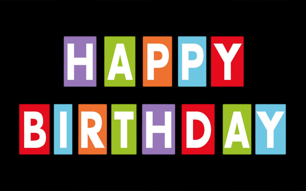 Vibrant Happy Birthday Wallpaper - Colorful Blocks on Black Background