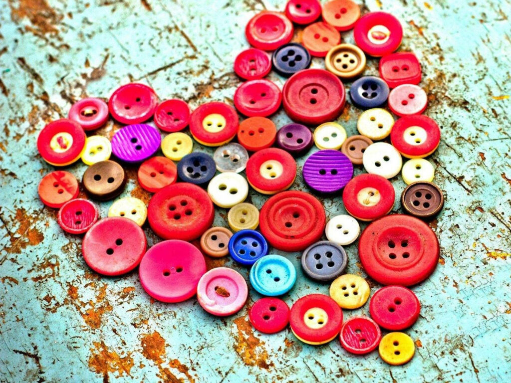 Colorful Button Heart Wallpaper: Playful Valentine Desktop Background