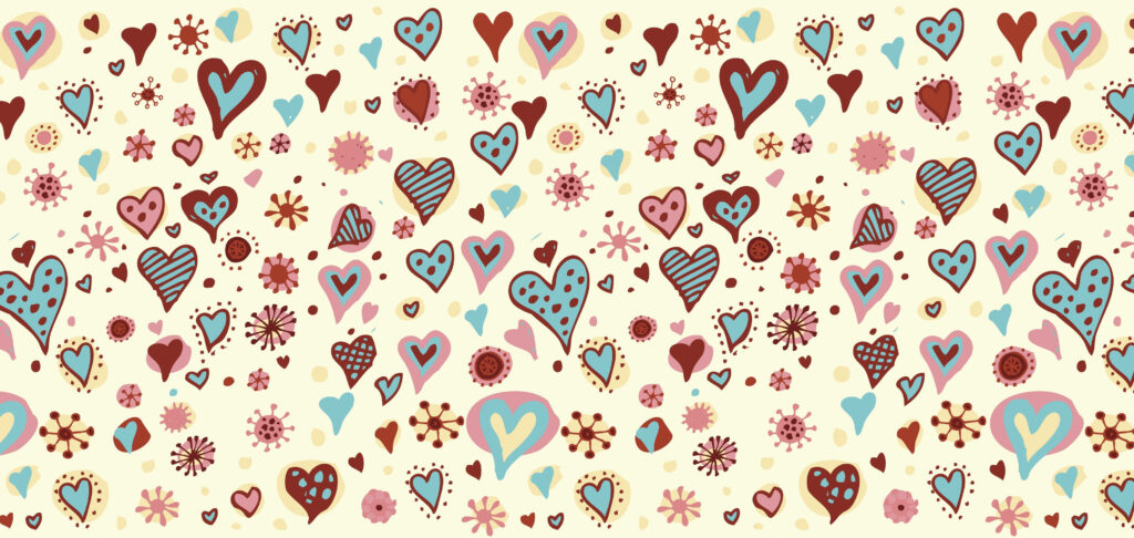 Charming Heart and Floral Wallpaper Background for Playful Spaces