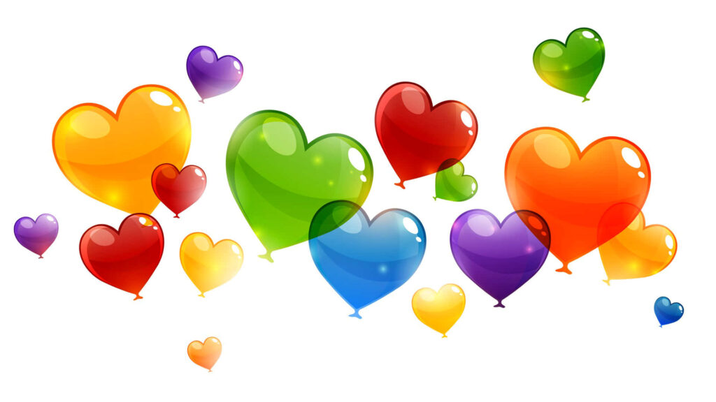 Colorful Heart-Shaped Balloons Wallpaper - Cheerful Festive Background