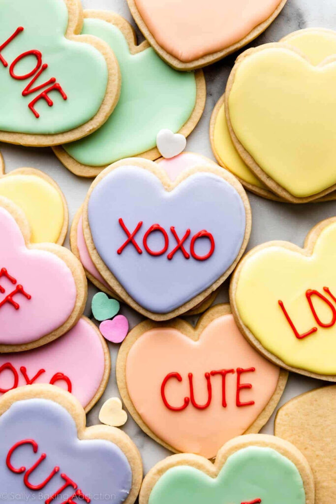 Colorful Heart-Shaped Cookies with Sweet Messages - Valentine's Wallpaper