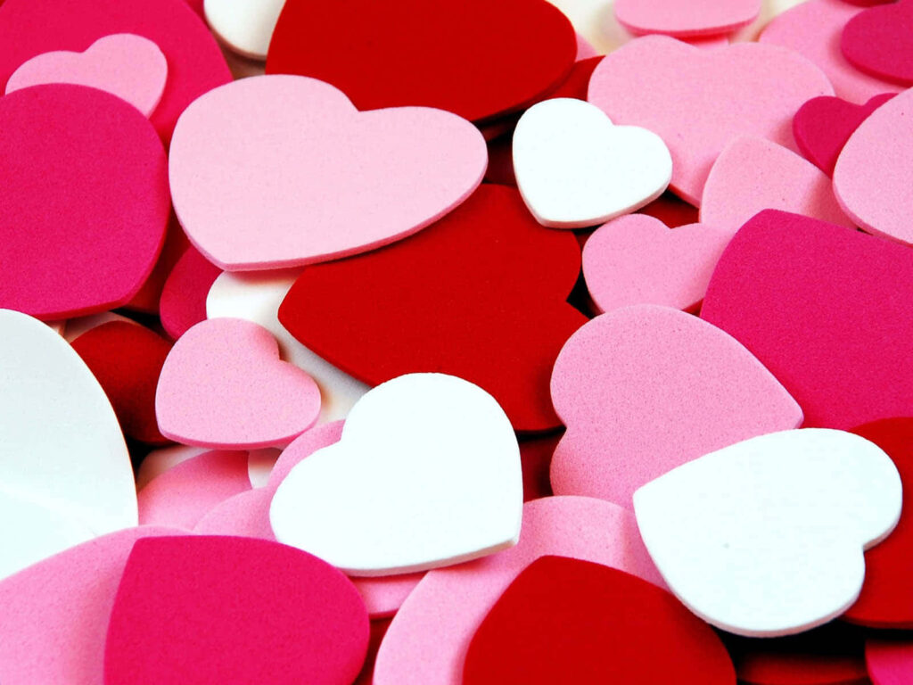Colorful Heart Wallpaper: Cheerful Red, Pink & White Background