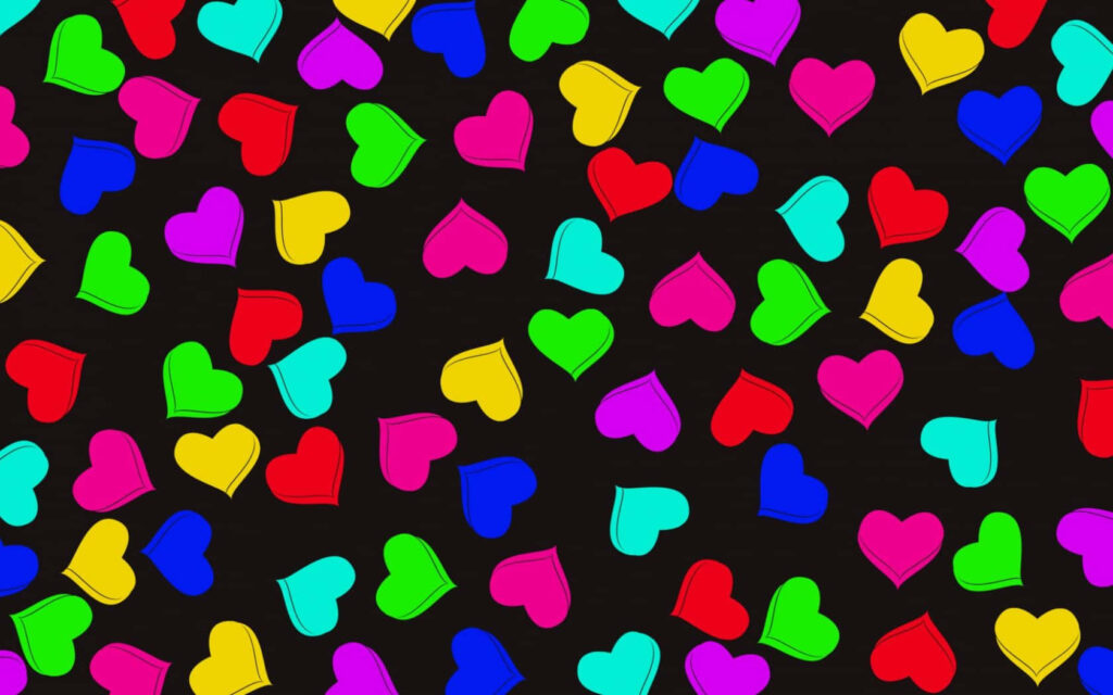 Vibrant Colorful Hearts Wallpaper - Love Conquers All Design