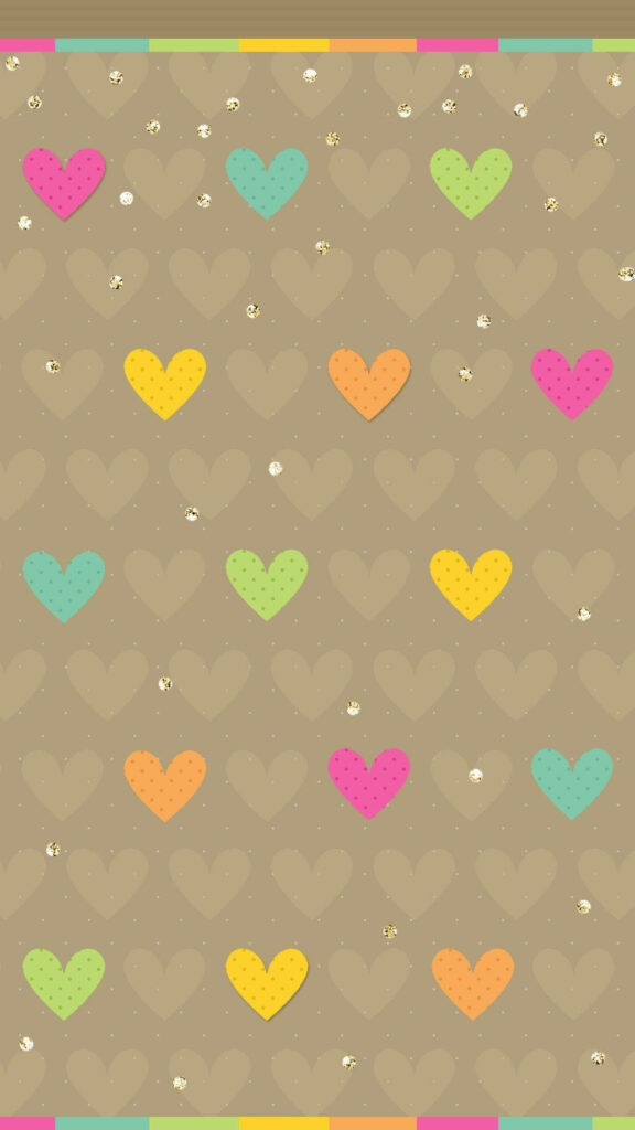 Colorful Heart Wallpaper for iPhone: Stylish Brown Background