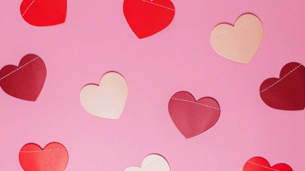 Colorful Heart Wallpaper: Vibrant Red, Pink & Beige for Valentine's
