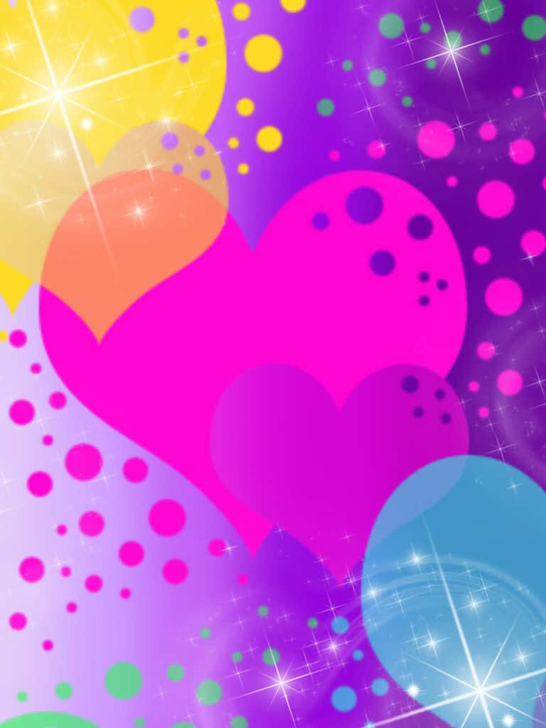 Colorful Hearts & Stars: Dreamy Love Wallpaper Background