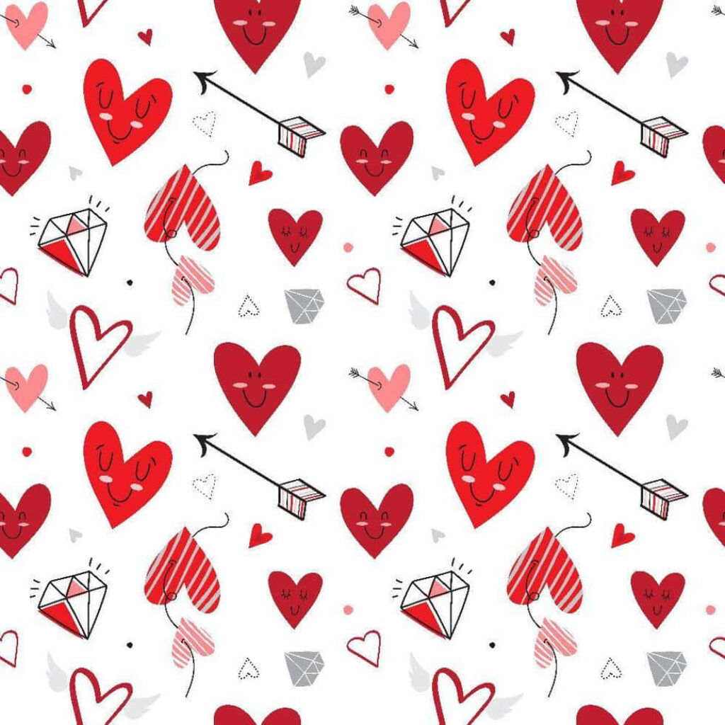 Vibrant Heart and Arrow Wallpaper: Fun & Colorful Pattern Design