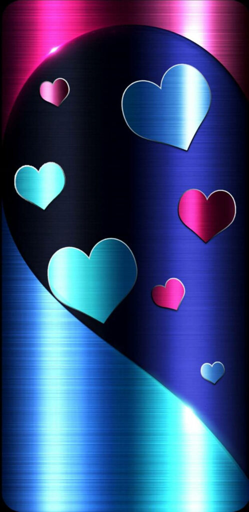 Vibrant Heart Wallpaper: Colorful Blue, Pink & Red Gradient Design