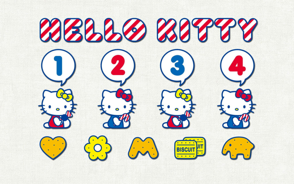 Colorful Hello Kitty Wallpaper with Cute Symbols and Icons