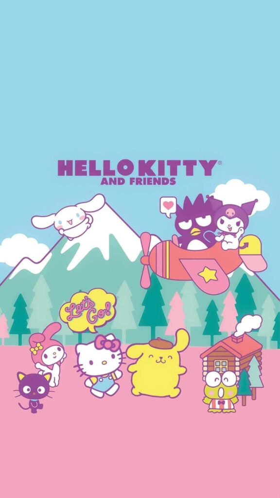 Cheerful Hello Kitty and Friends Wallpaper in Colorful Pastels