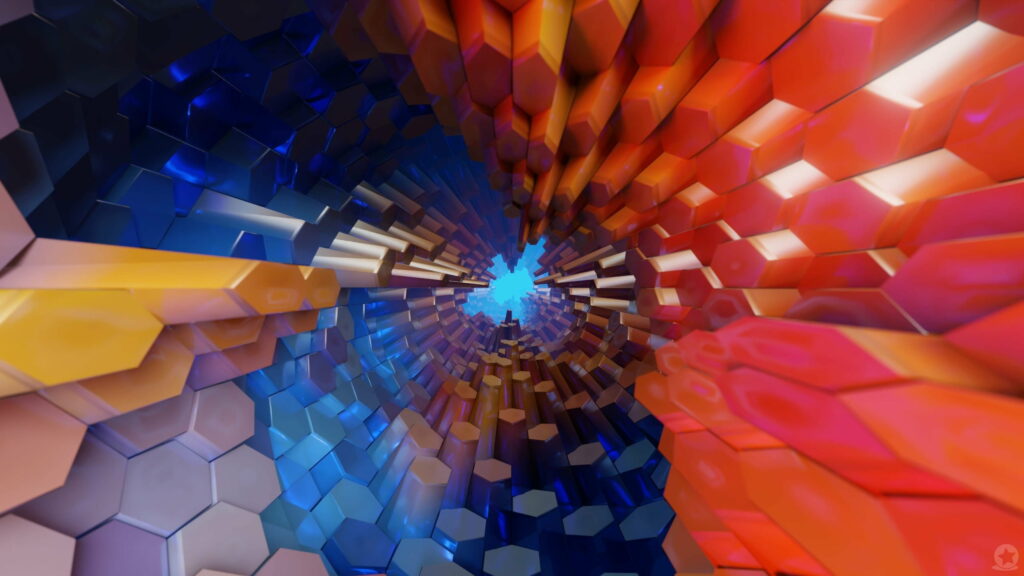 Abstract Hexagon Explosion: Vibrant Spectrum of Colors as QHD Wallpaper Background