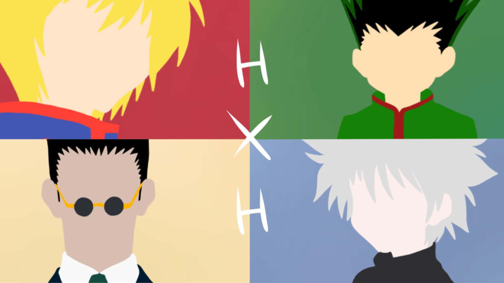 Minimalist Hunter X Hunter Wallpaper: Colorful Character Quadrants