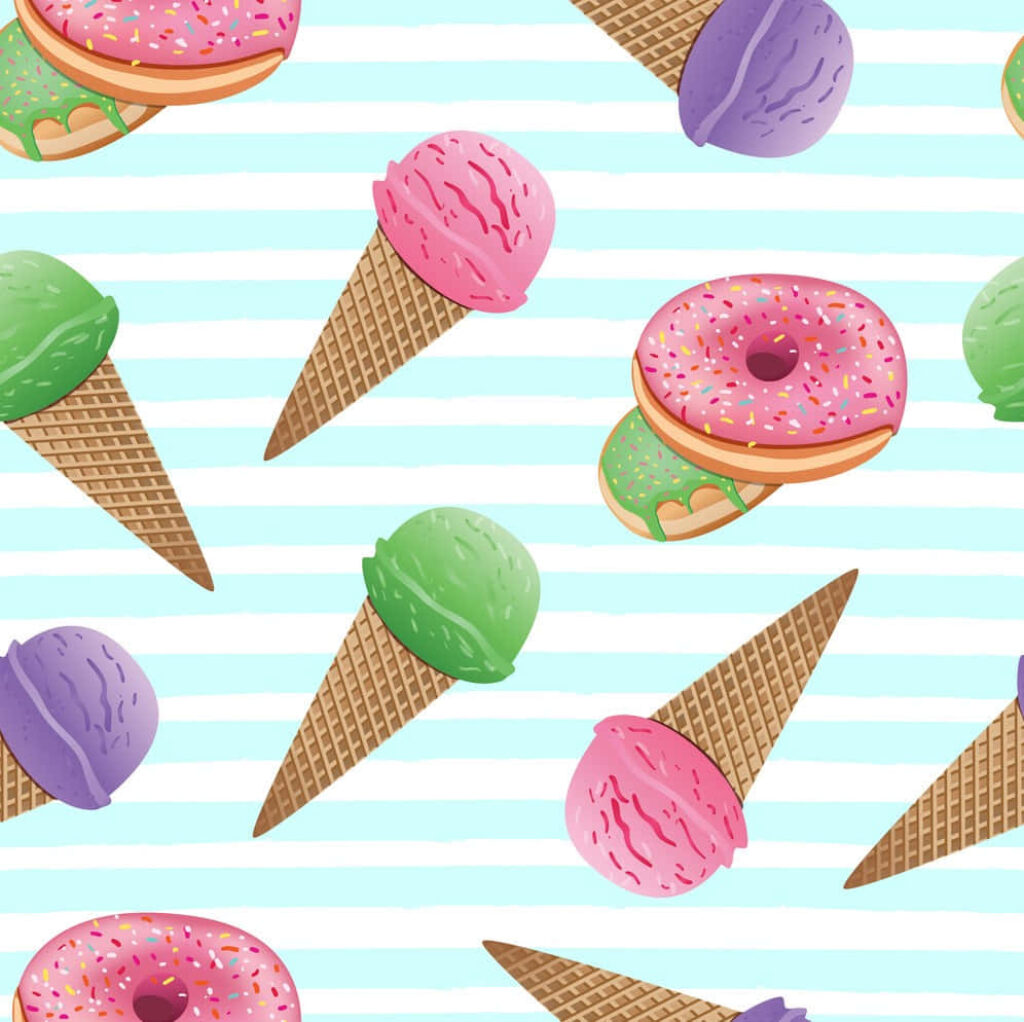 Cheerful Ice Cream & Donut Wallpaper: Colorful Fun Background
