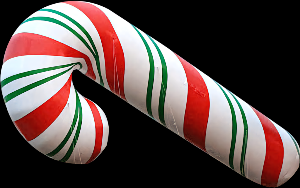 Colorful Inflatable Candy Cane Wallpaper for Festive Holiday Spirit