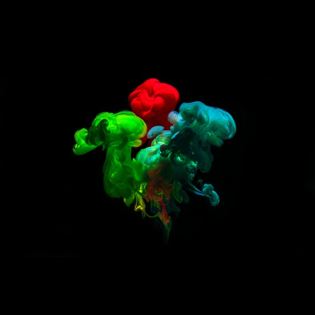 Colorful Ink Clots Abstract Wallpaper - Vibrant Black Void Background