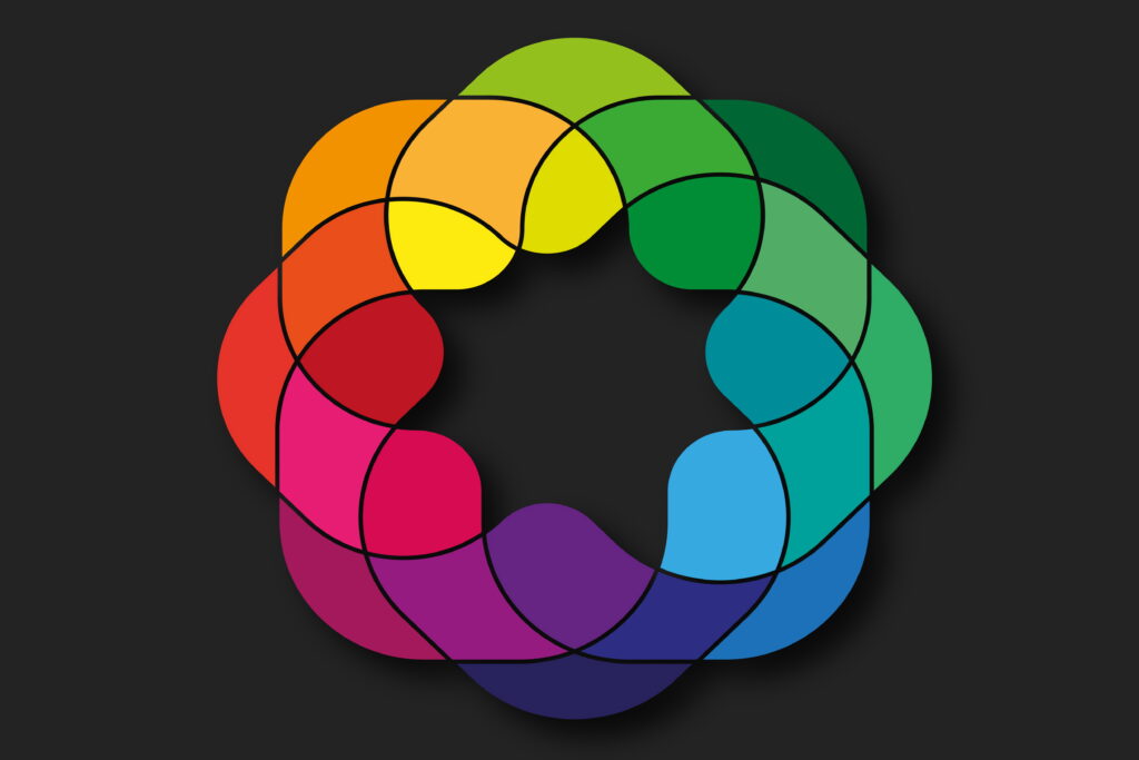 Colorful Intertwining Shapes on Black Background - Vibrant Wallpaper