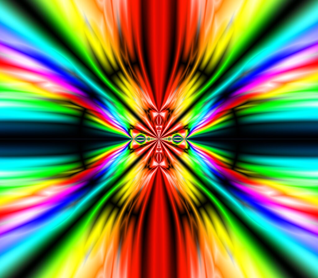 Vibrant Kaleidoscopic Abstract Wallpaper with Colorful Fractal Design