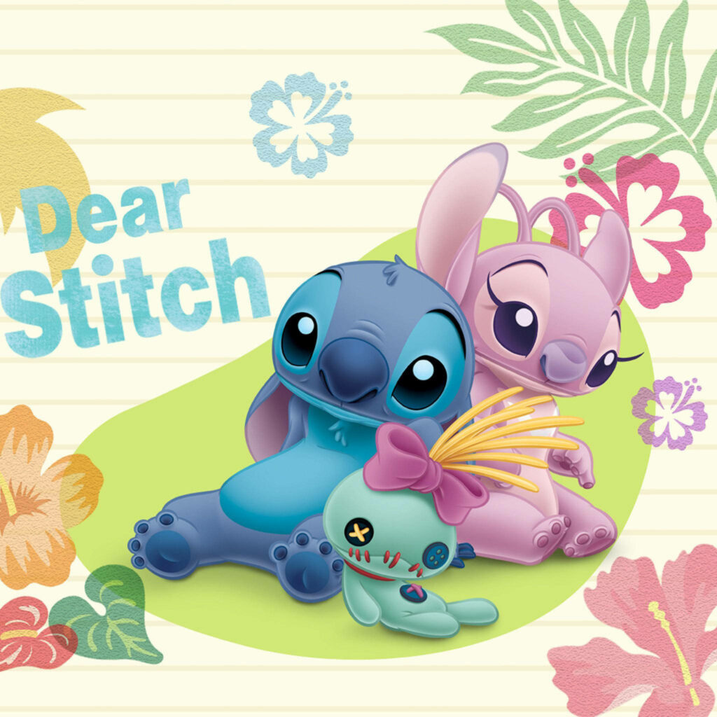 Dear Stitch: Colorful Lilo & Stitch Wallpaper with Tropical Floral
