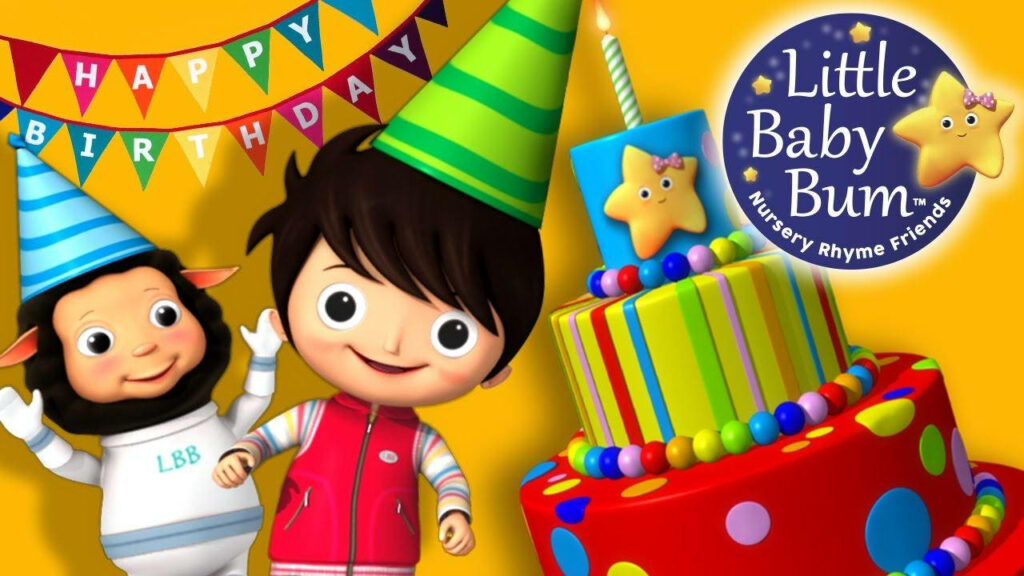 Vibrant Birthday Wallpaper: Little Baby Bum Party Decor & Cake