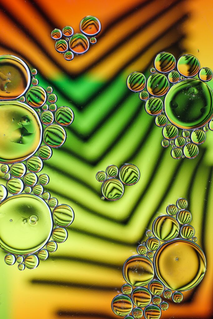 Vibrant Macro Wallpaper: Colorful Liquid Droplets & Bubbles Design