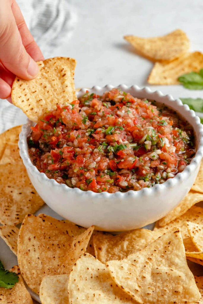 Vibrant Mexican Salsa Wallpaper with Crispy Tortilla Chips