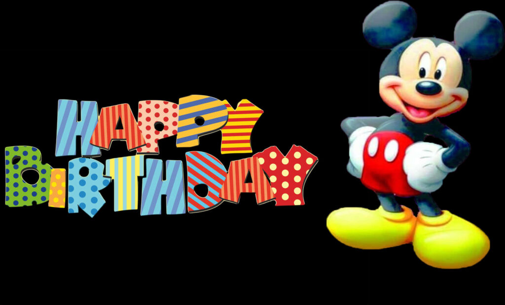 Mickey Mouse Happy Birthday Wallpaper - Colorful & Festive Design
