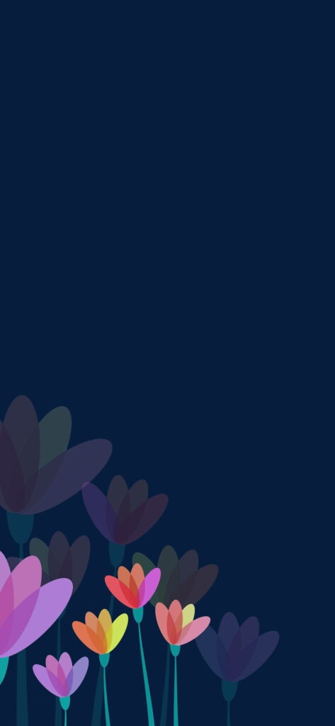 Vibrant Abstract Flower Wallpaper on Deep Blue Background