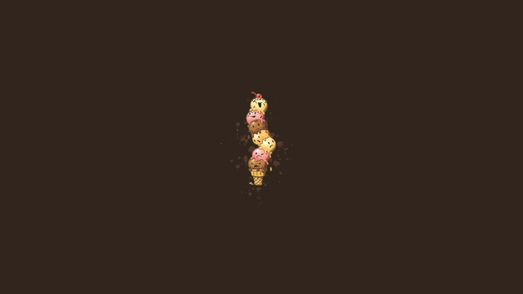Colorful Ice Cream Cone Wallpaper: Minimalist Design on Dark Background