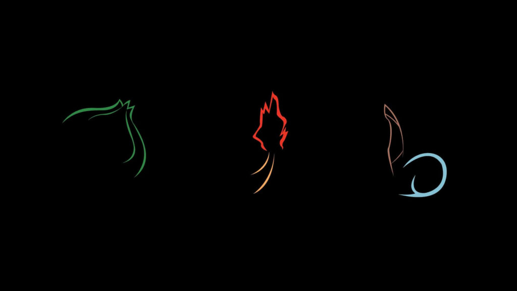 Colorful Minimalist Pokémon Wallpaper: Bulbasaur, Charmander, Squirtle