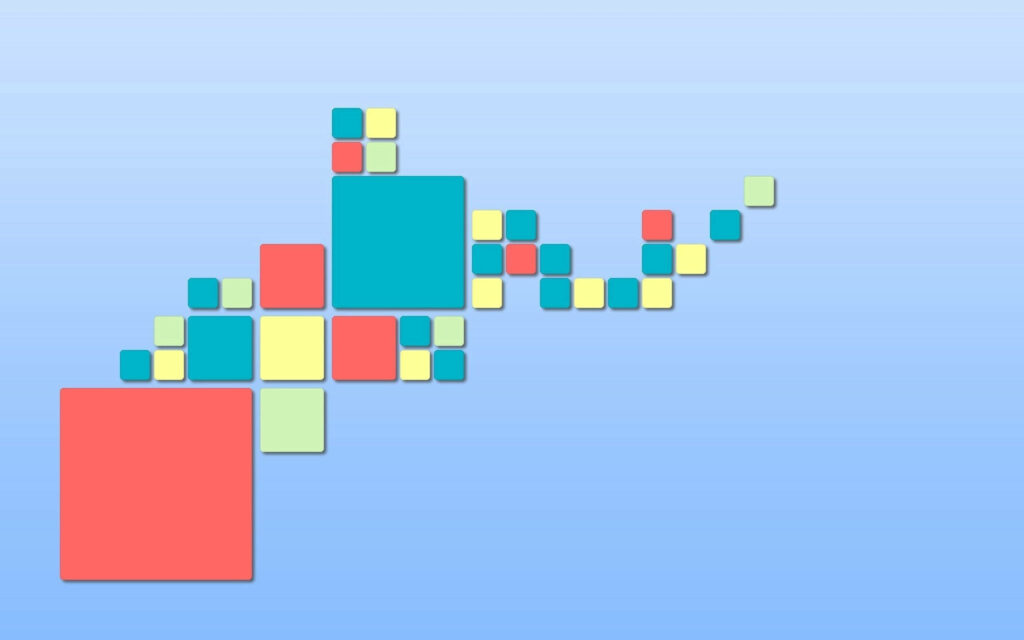 Colorful Minimalist Square Wallpaper on Light Blue Gradient Background