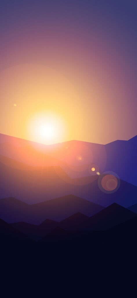Simplistic Sunsets: Vibrant Android Background of Mountainous Horizons Wallpaper