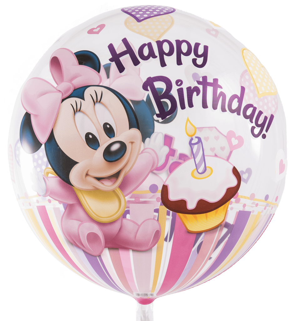 Colorful Minnie Mouse Birthday Wallpaper with Cupcake & Decorations